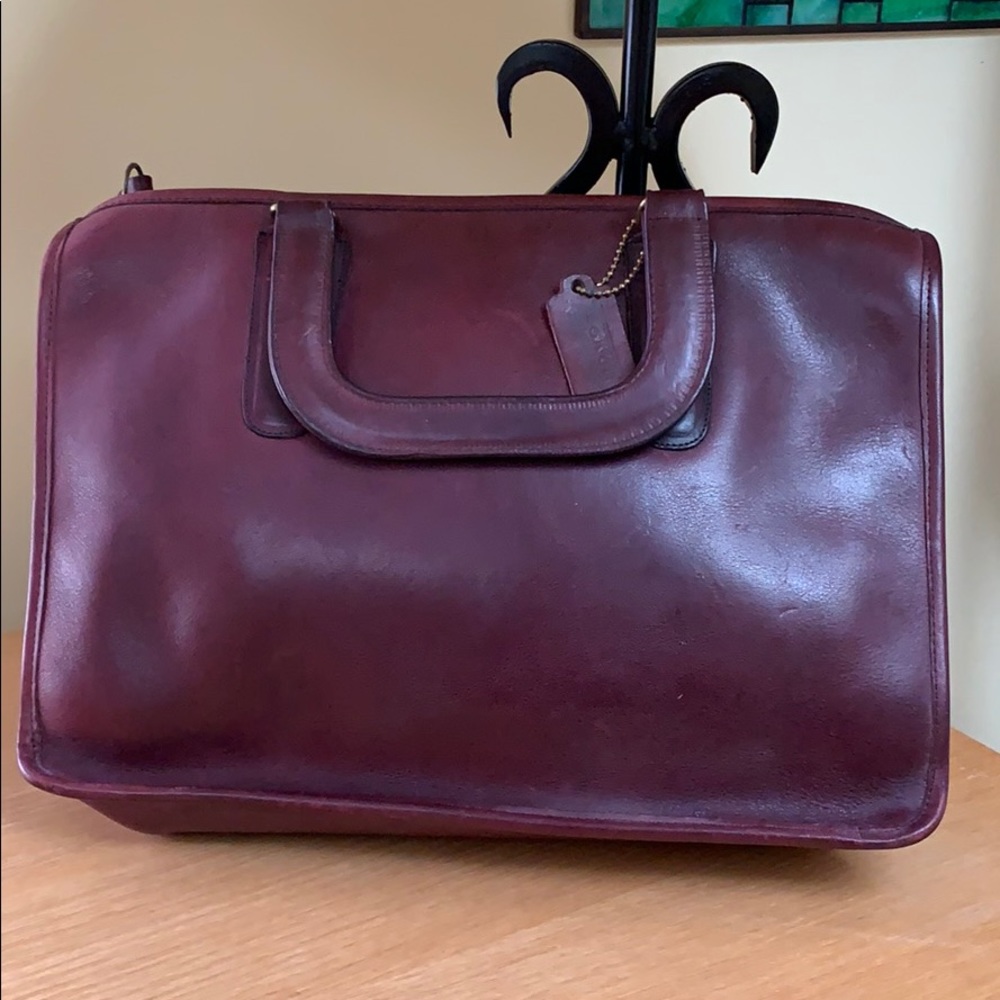 Vintage Coach Burgundy Leather Briefcase